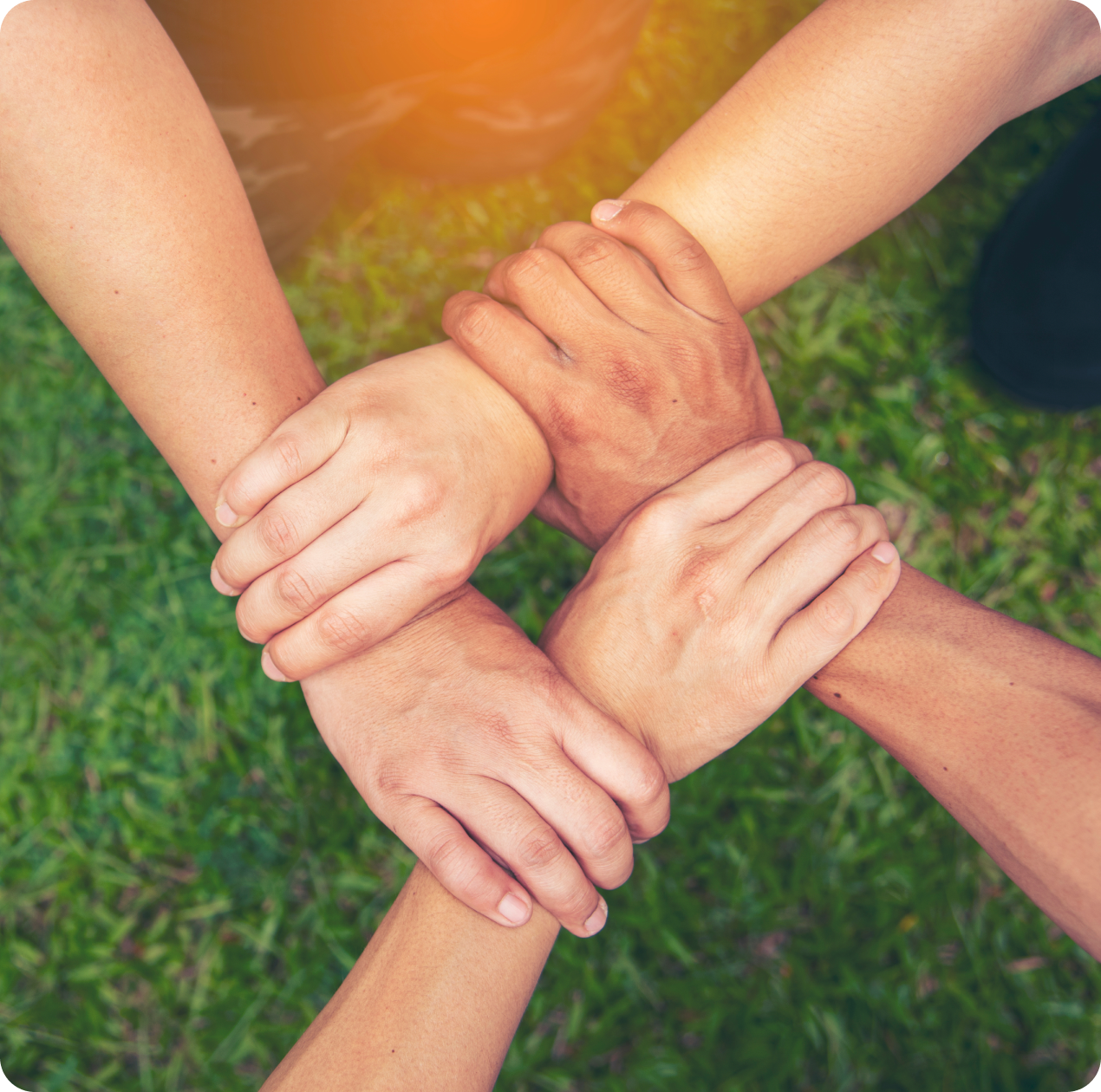 Diverse hands in solidarity
